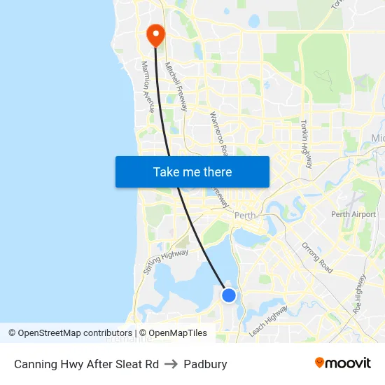 Canning Hwy After Sleat Rd to Padbury map