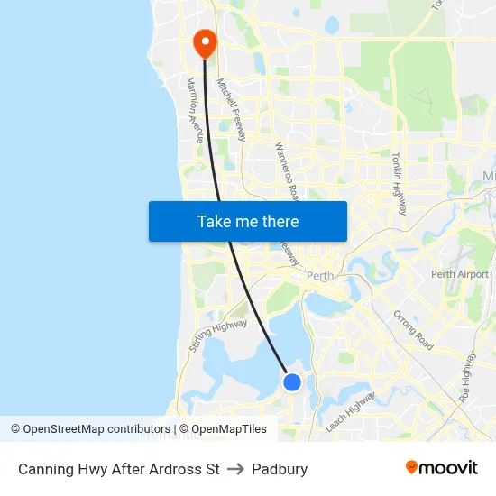Canning Hwy After Ardross St to Padbury map
