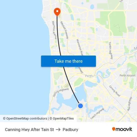 Canning Hwy After Tain St to Padbury map