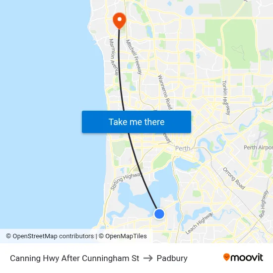 Canning Hwy After Cunningham St to Padbury map
