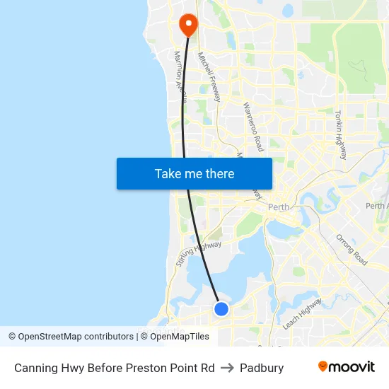 Canning Hwy Before Preston Point Rd to Padbury map