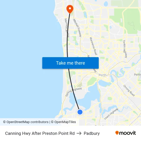 Canning Hwy After Preston Point Rd to Padbury map