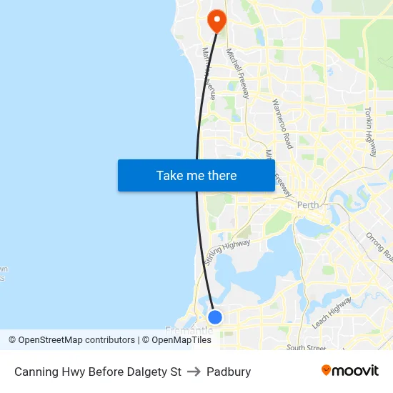 Canning Hwy Before Dalgety St to Padbury map