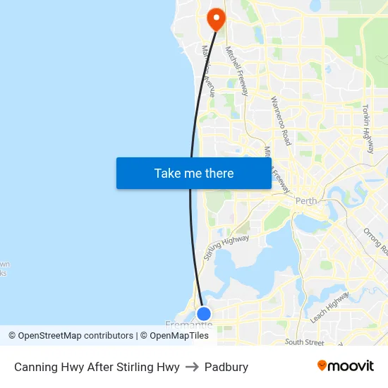 Canning Hwy After Stirling Hwy to Padbury map