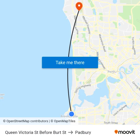 Queen Victoria St Before Burt St to Padbury map