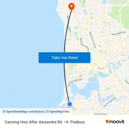 Canning Hwy After Alexandra Rd to Padbury map