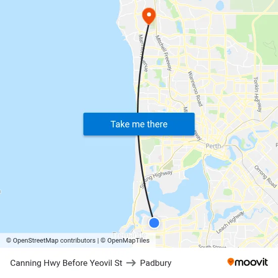 Canning Hwy Before Yeovil St to Padbury map