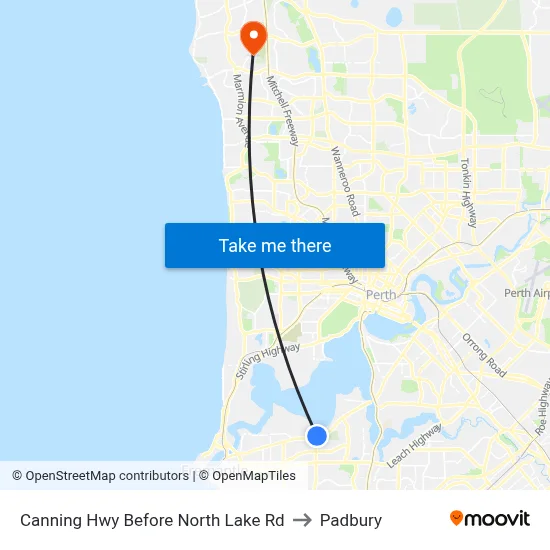 Canning Hwy Before North Lake Rd to Padbury map