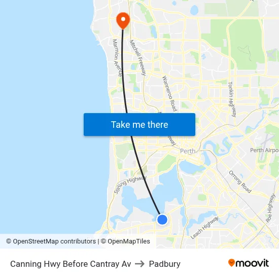 Canning Hwy Before Cantray Av to Padbury map