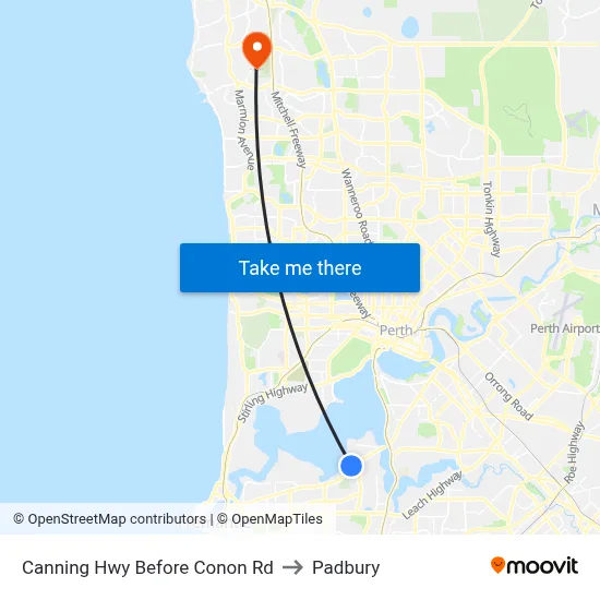 Canning Hwy Before Conon Rd to Padbury map