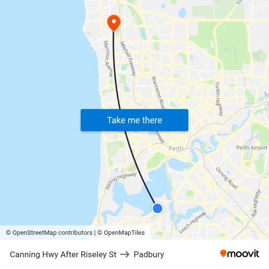 Canning Hwy After Riseley St to Padbury map