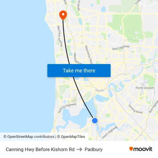 Canning Hwy Before Kishorn Rd to Padbury map