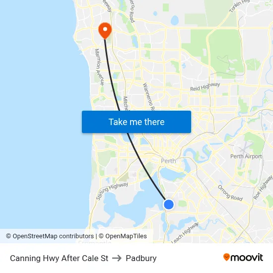Canning Hwy After Cale St to Padbury map