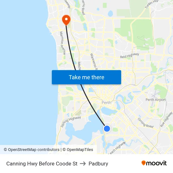 Canning Hwy Before Coode St to Padbury map