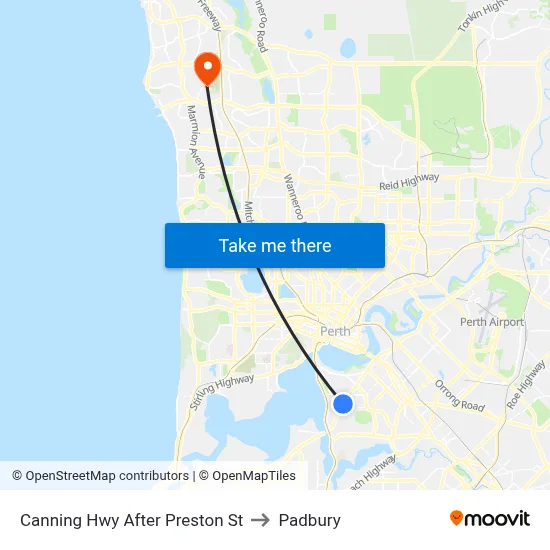 Canning Hwy After Preston St to Padbury map