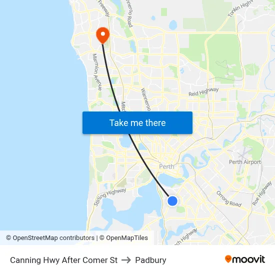 Canning Hwy After Comer St to Padbury map
