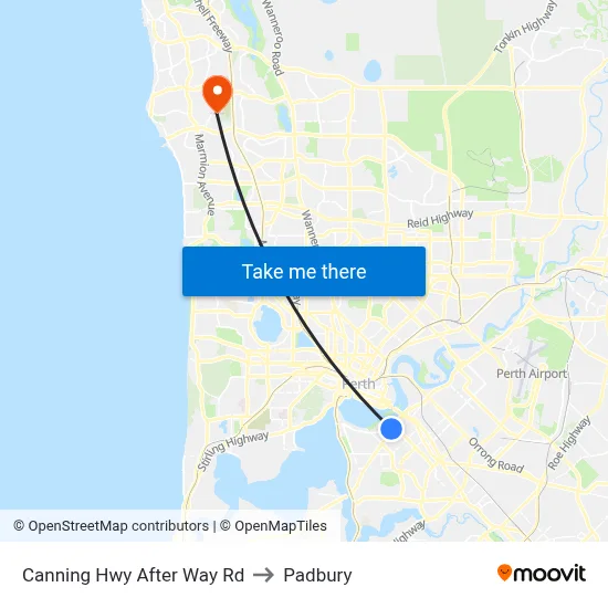 Canning Hwy After Way Rd to Padbury map