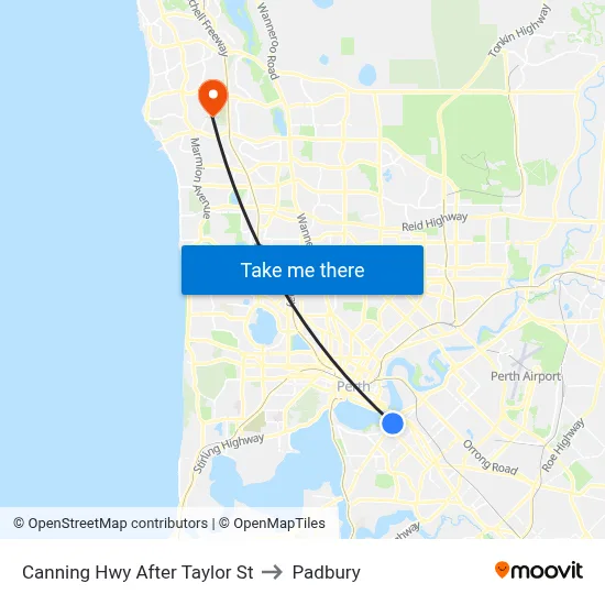Canning Hwy After Taylor St to Padbury map