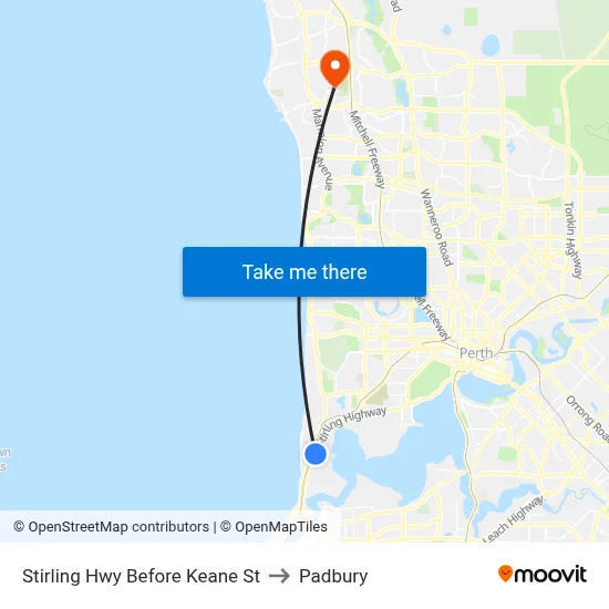 Stirling Hwy Before Keane St to Padbury map