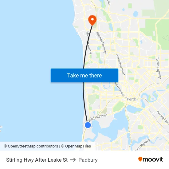 Stirling Hwy After Leake St to Padbury map