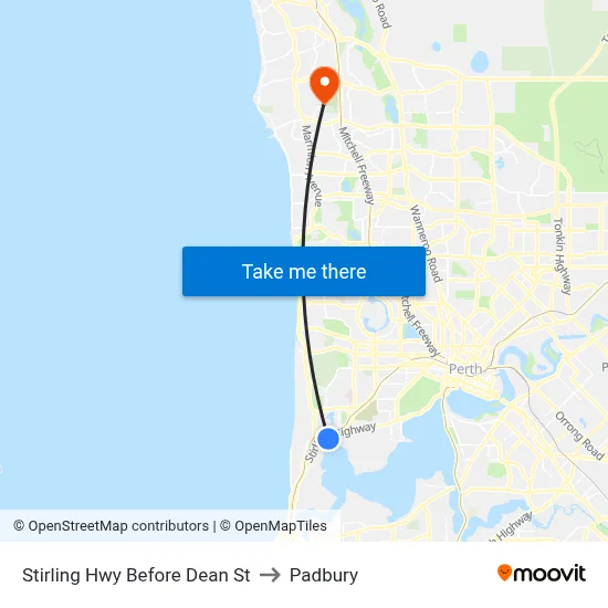 Stirling Hwy Before Dean St to Padbury map