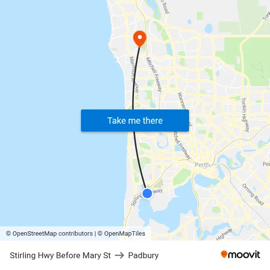 Stirling Hwy Before Mary St to Padbury map