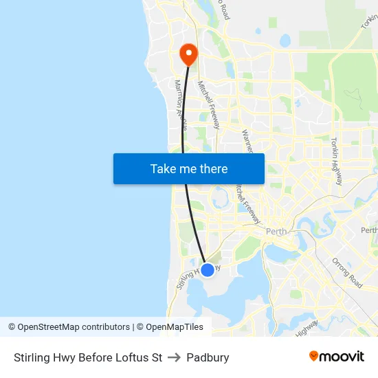 Stirling Hwy Before Loftus St to Padbury map