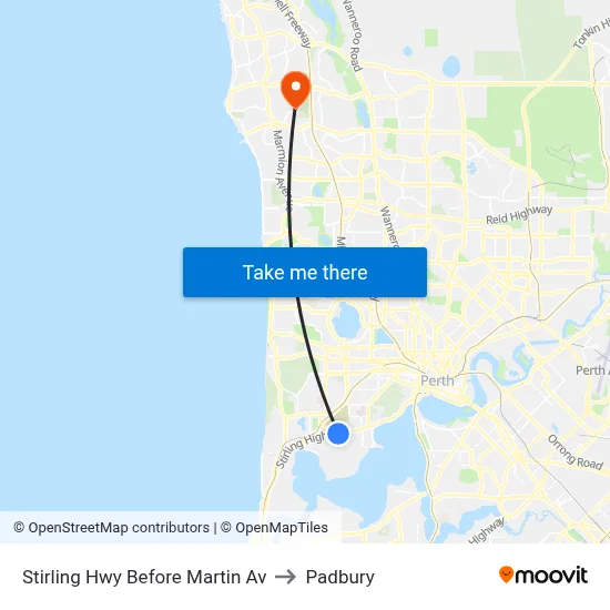 Stirling Hwy Before Martin Av to Padbury map