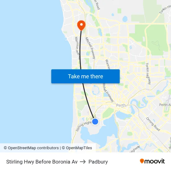 Stirling Hwy Before Boronia Av to Padbury map