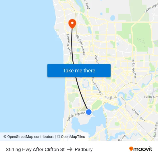 Stirling Hwy After Clifton St to Padbury map