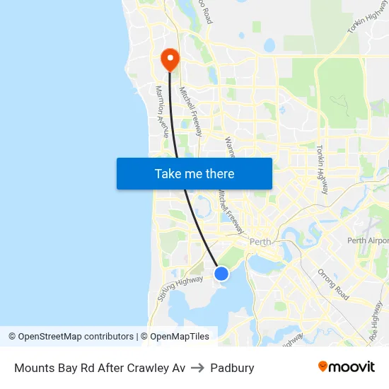Mounts Bay Rd After Crawley Av to Padbury map
