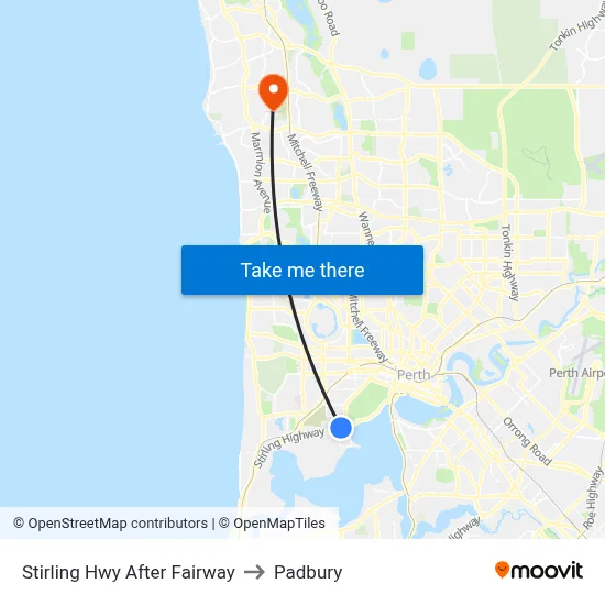 Stirling Hwy After Fairway to Padbury map
