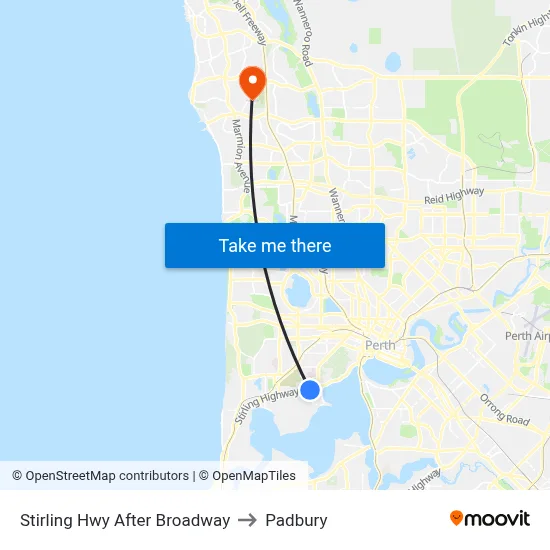 Stirling Hwy After Broadway to Padbury map
