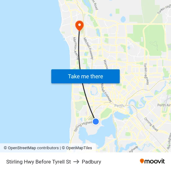 Stirling Hwy Before Tyrell St to Padbury map