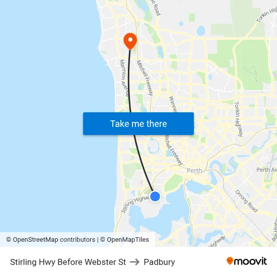 Stirling Hwy Before Webster St to Padbury map