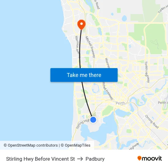 Stirling Hwy Before Vincent St to Padbury map
