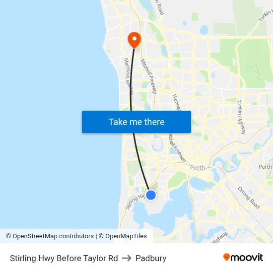 Stirling Hwy Before Taylor Rd to Padbury map