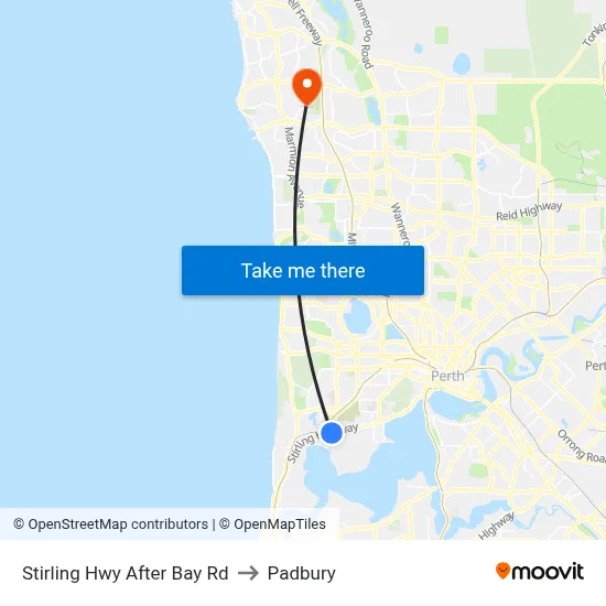 Stirling Hwy After Bay Rd to Padbury map