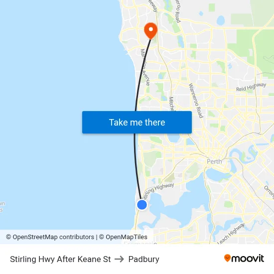Stirling Hwy After Keane St to Padbury map