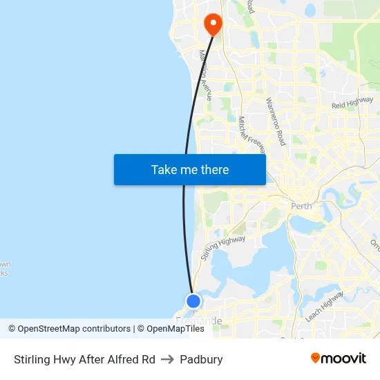 Stirling Hwy After Alfred Rd to Padbury map