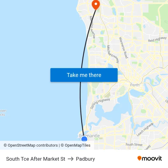 South Tce After Market St to Padbury map