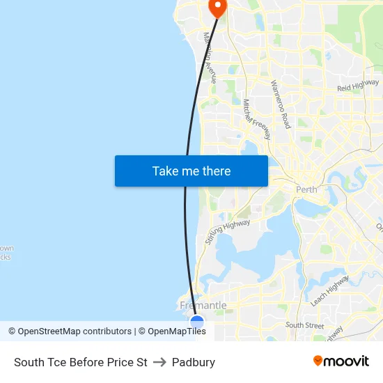 South Tce Before Price St to Padbury map