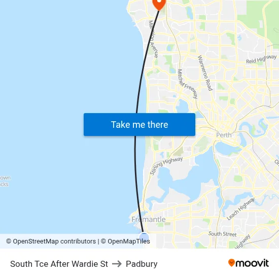 South Tce After Wardie St to Padbury map