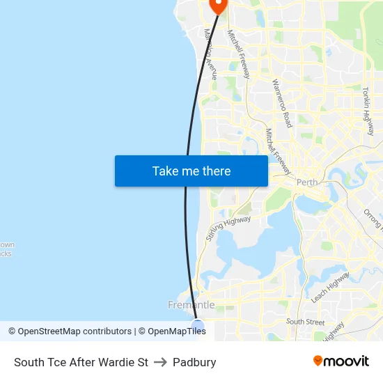 South Tce After Wardie St to Padbury map