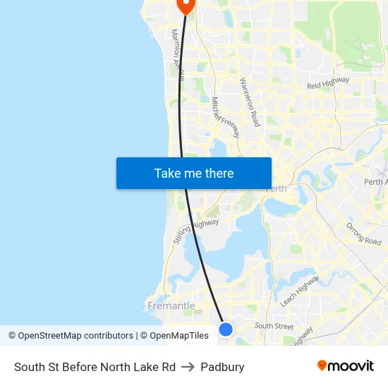 South St Before North Lake Rd to Padbury map