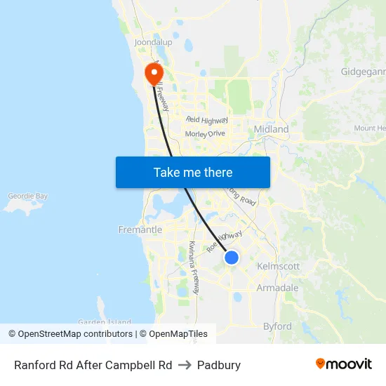 Ranford Rd After Campbell Rd to Padbury map