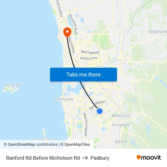 Ranford Rd Before Nicholson Rd to Padbury map