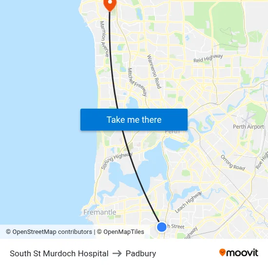 South St Murdoch Hospital to Padbury map