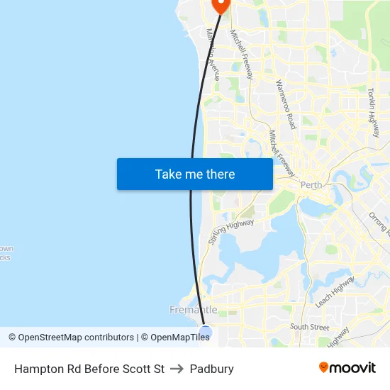Hampton Rd Before Scott St to Padbury map