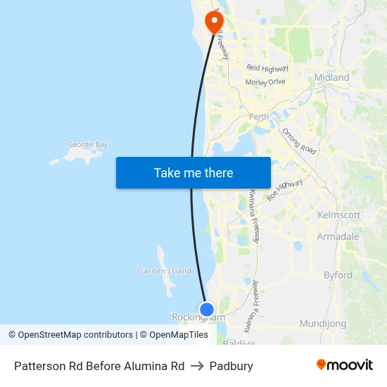 Patterson Rd Before Alumina Rd to Padbury map
